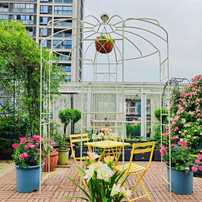 Pavillon de jardin en métal en forme de cage de pergola en forme de cage à oiseaux 81,7 po x 114,2 po