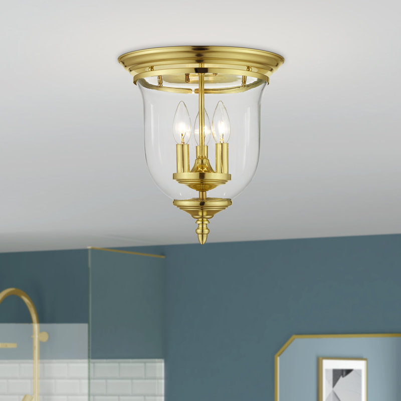 Plafonnier encastré 3 lumières 11,5 po Aaven, Laiton poli