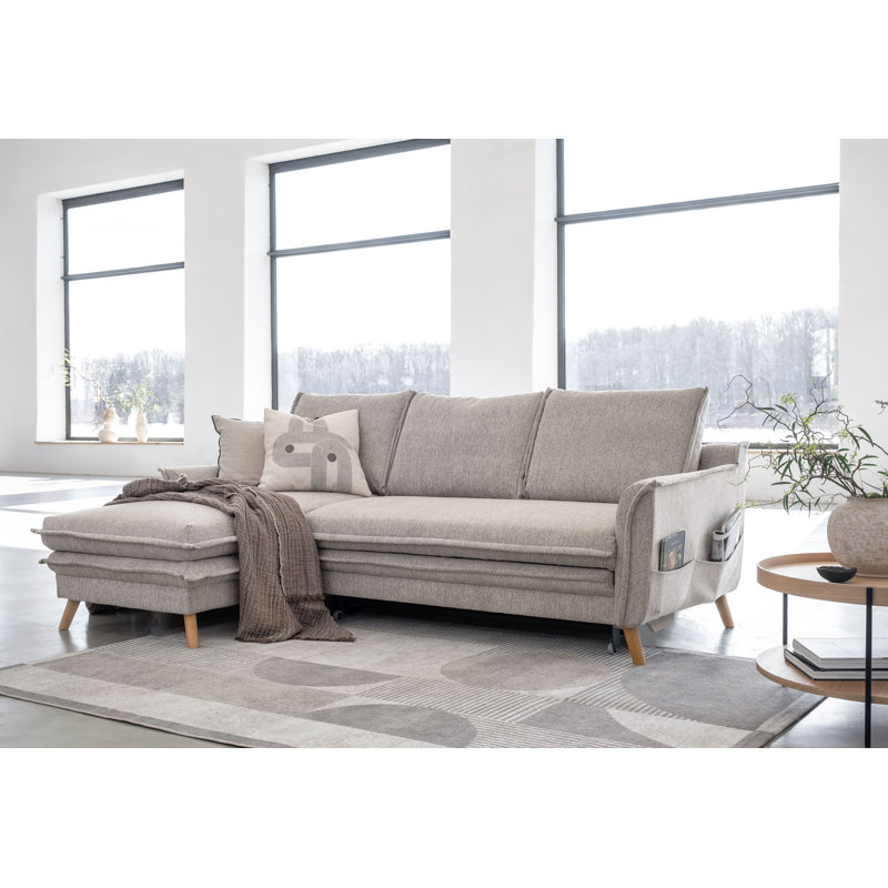 Charming Charlie Limited 4 Seater Sofa Bed, Left facing, Sand Grey