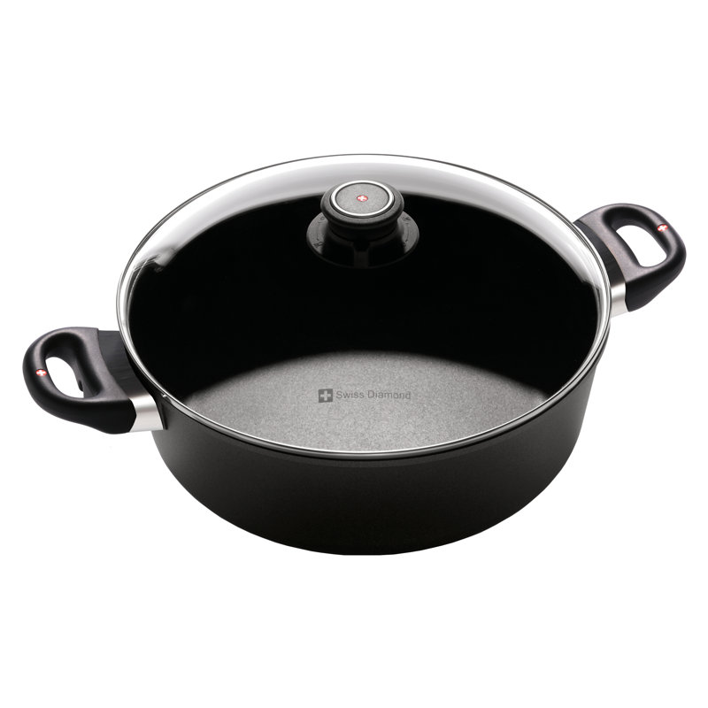 Swiss Diamond Induction Braiser Aluminum Round with Lid, 5.3 Qt.