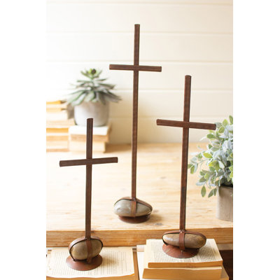  Croix en ferraille - décor de Noël intérieur rustique, ensemble de 3