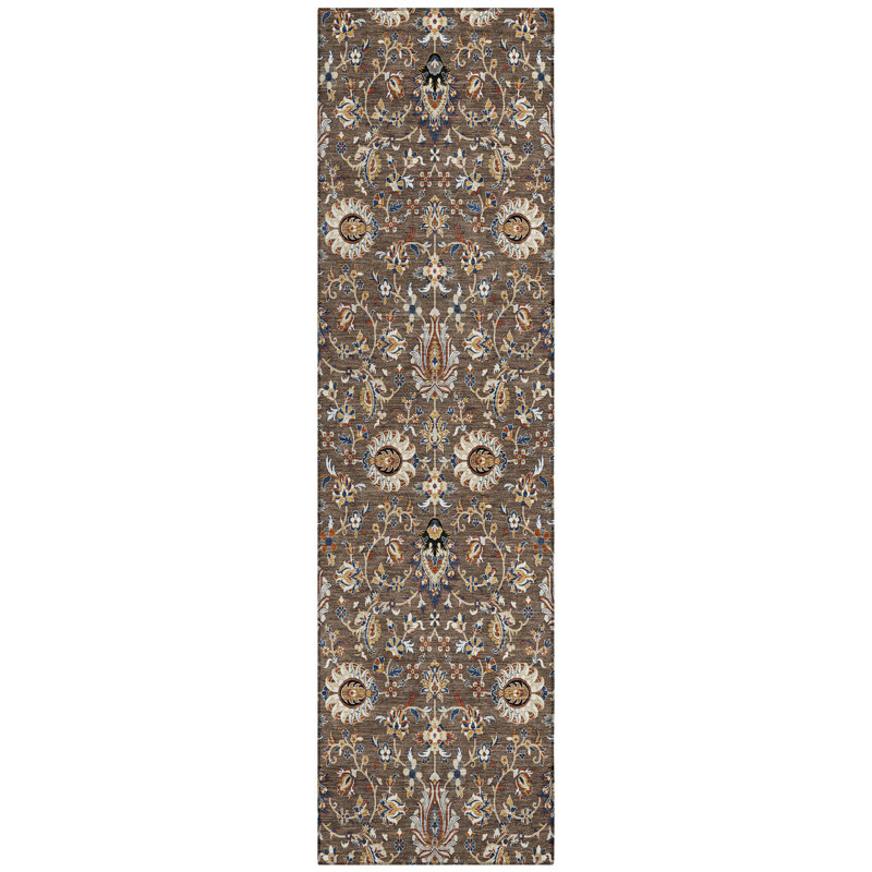 Machine Washable Indoor/Outdoor Husby ACN2192 Global Rug, Runner 2'3" x 7'6"