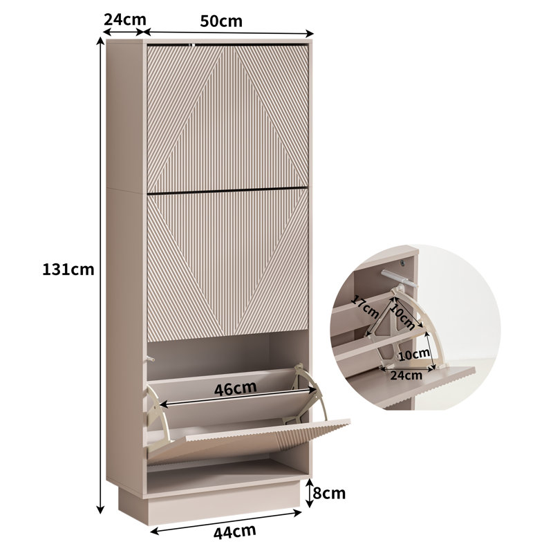 12 Pair Flip Down Shoe Storage, Cashmere
