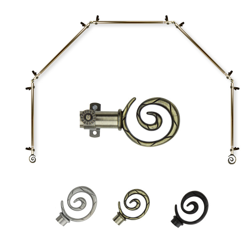 Tringle à rideaux simple réglable 0,81 po Hebbville, 28 po à 48 po (chaque côté), Laiton antique