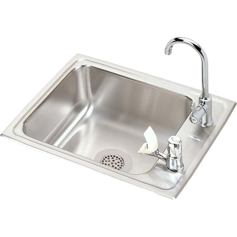 Évier de cuisine encastré en acier inoxydable L 22 po x l 17 po avec robinet et crépine Lustertone