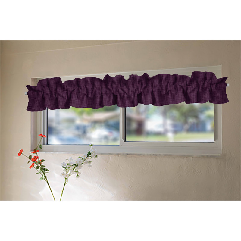 Ruffled Window Valance, 120" W x 9" L, Eggplant