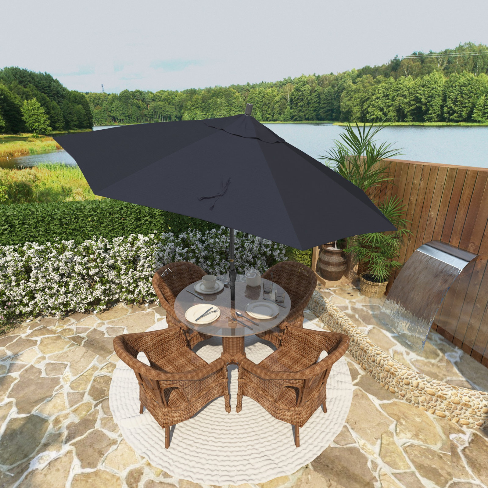 Lexia 7.5' Sunbrella® Umbrella, Spectrum Indigo Sunbrella®, Hammertone Gray