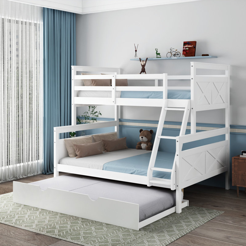 Gailynn Kids Twin Over Full Bunk Bed with Trundle, White