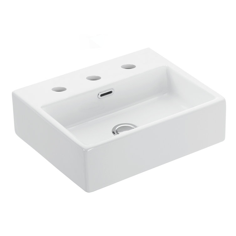 WS Bath Collections Quattro 14.4'' Ceramic Rectangular Bathroom Sink with Overflow