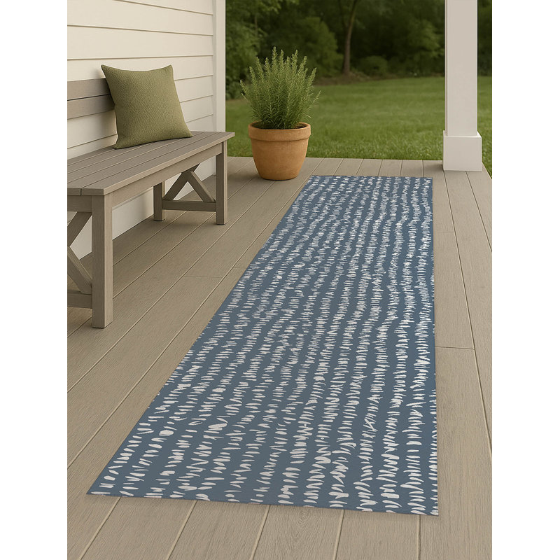 Crop Row Non-Slip Outdoor Rug, Runner 2'6" x 8'