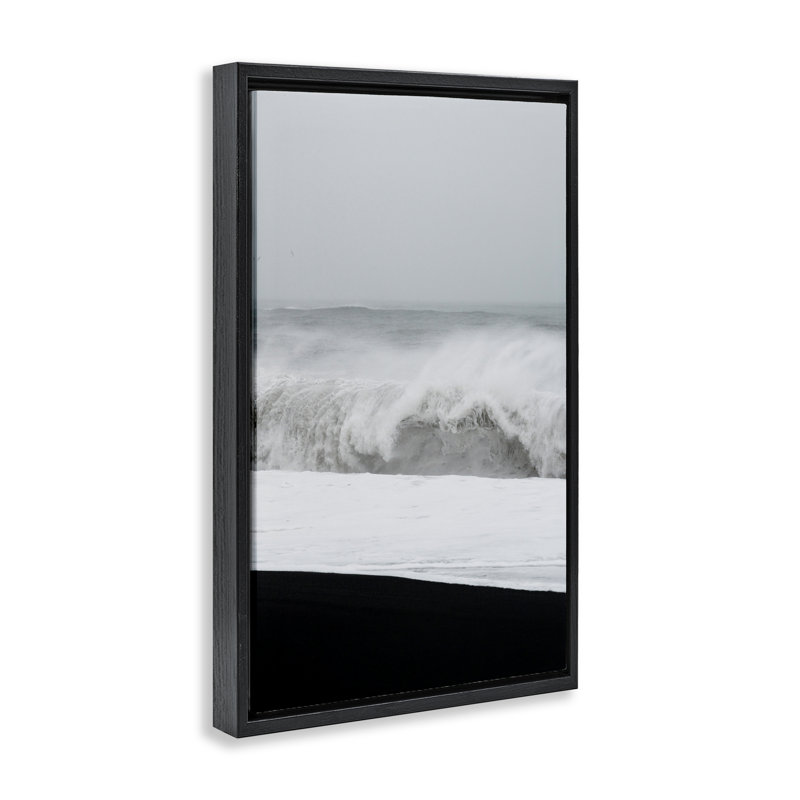 Cadre flottant Beach Foam Crashing, design par Jade Sharp Photo, H 31 po x l 21 po, Cadre flottant noir de jais