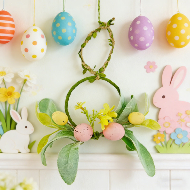 Easter Egg Wreath Home Holiday Decorations
