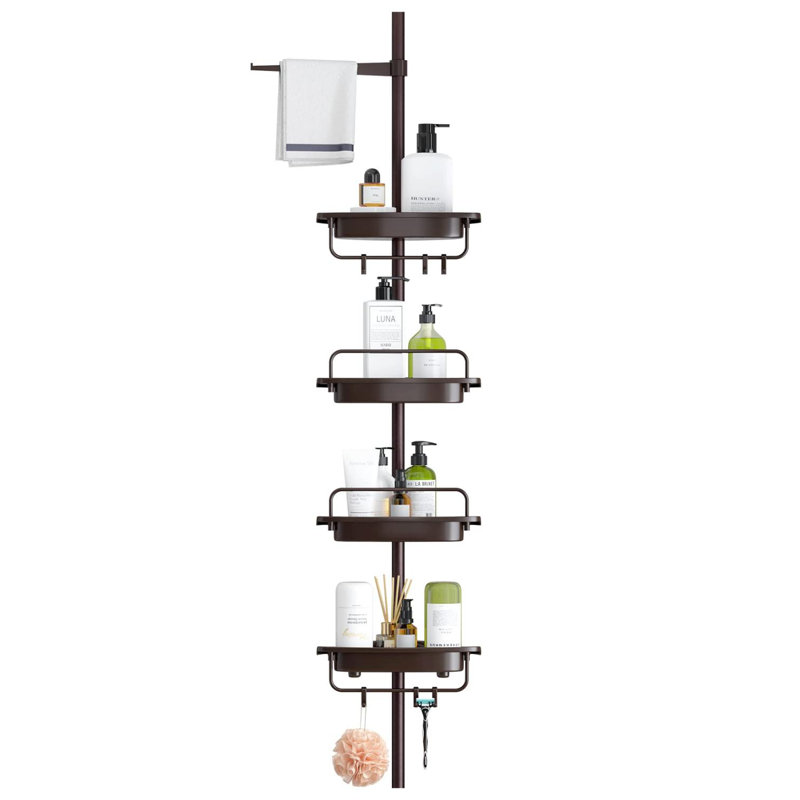 Serviteur de douche à barre de tension Lenaik, Brun, H 112,99 po x l 12,99 po x P 9,45 po