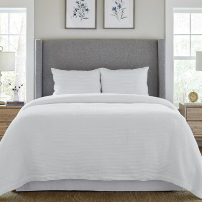 Pointehaven Waffle White 100% Long Staple Cotton Oversized 2pc Duvet Set, Twin/twin Extra Long