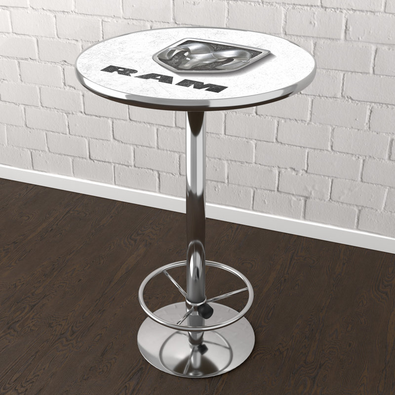 RAM Logo White Bar Table with Footrest