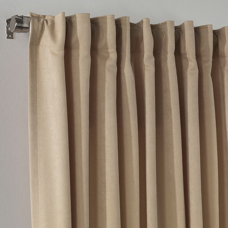 Blackout Thermal with Liner Extra Long & Extra Wide Decorative Curtain Single Panel, Beige, 140cm Width x 325cm Drop
