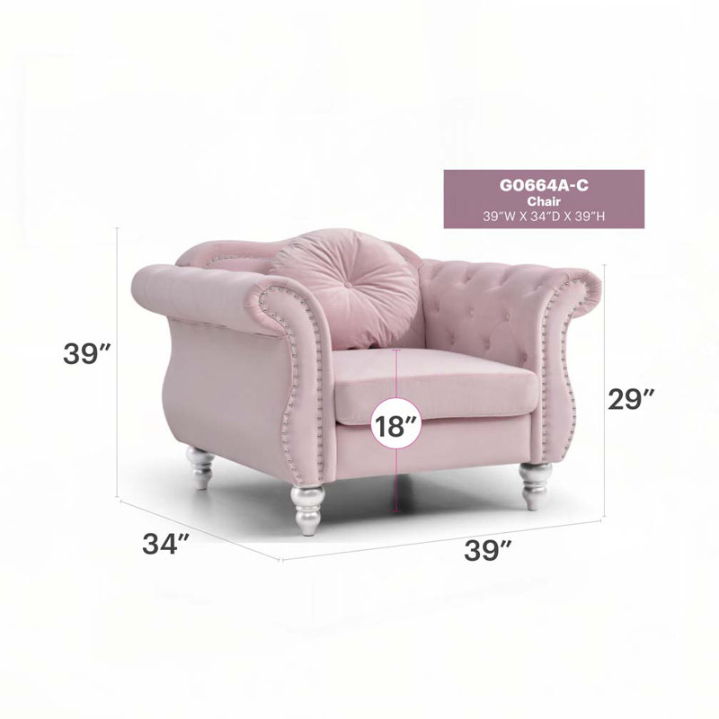 Fauteuil d'appoint chic transitionnel rose