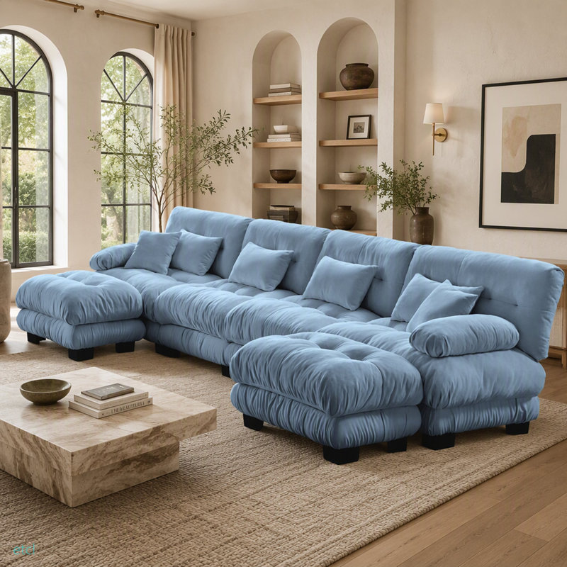 Canapé modulaire à combinaison libre, canapé en forme de U pour le salon, canapé confortable à 4 places avec 2 repose-pieds, chenille