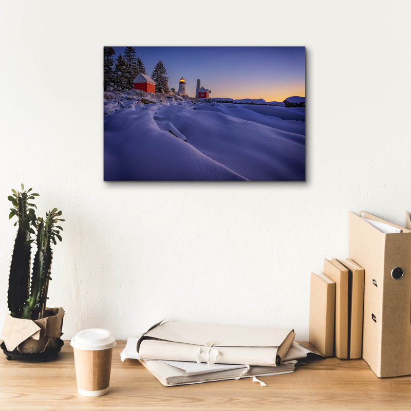 «Newfallen Snow At Pemaquid Point» par Rick Berk, art mural sur toile, H 12 po x l 18 po x P 0,75 po