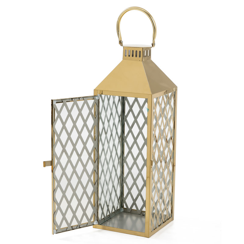 Etoile Glow Metal & Glass Lantern Candle Holder ( Set Of 3 )