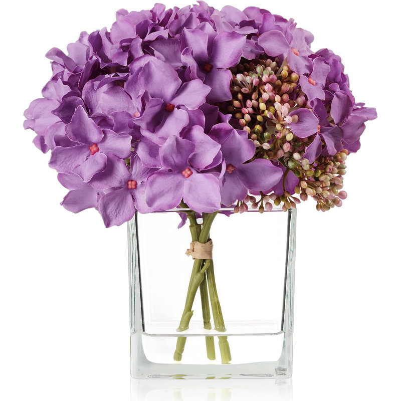 Silk Hydrangea Arrangement in Vase