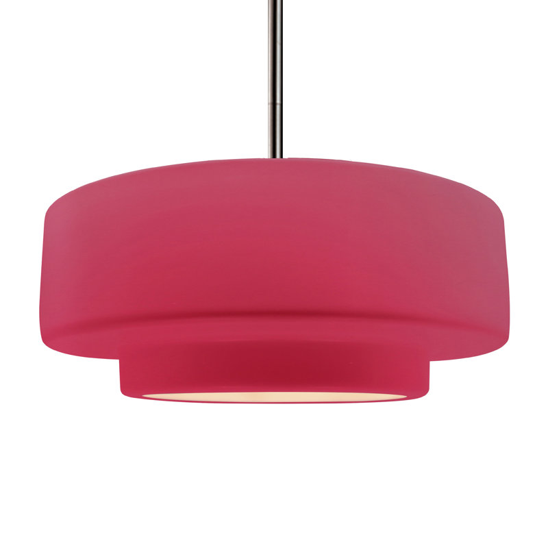 Luminaire suspendu à 1 lumière Meydan, Cerise, H 6 po x l 16,25 po x P 16,25 po, Nickel brossé