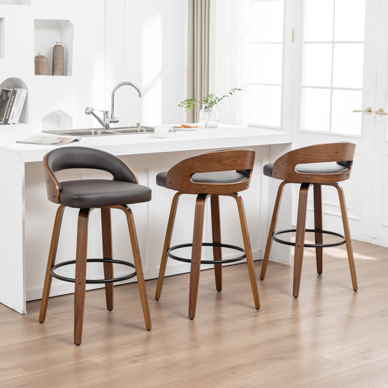 Ensemble de tabourets pivotants 3 pièces Carmavy, Tabouret de bar (siège d'une hauteur de 30 po), Brun