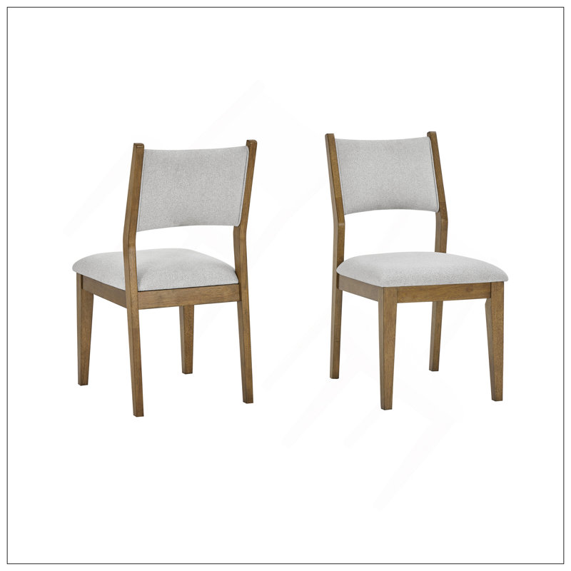 Ensemble de 2 chaises d'appoint en chêne noyer avec tissu gris clair Darla, alliant style, confort et durabilité pour les espaces de salle à manger modernes.