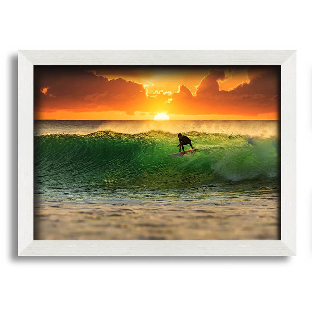 Gerahmtes Leinwandbild Surfer Sunset