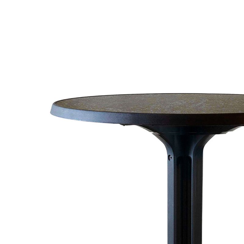 Grosfillex Omega Resin 34" Round Table, Black, Dark Concrete, 34"
