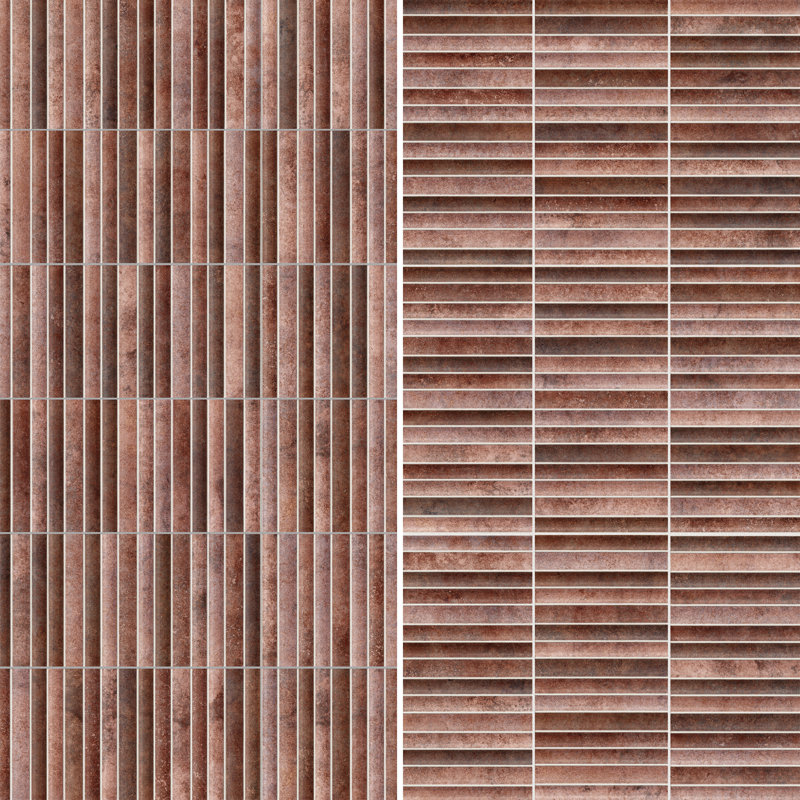 Rubik 5-7/8"x11-3/4" Fluted Ceramic Wall Tile, Red