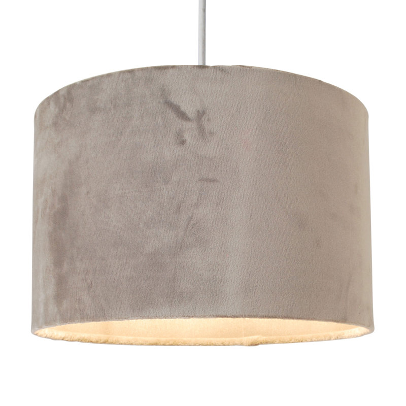 Velvet Drum Velvet and Cotton Pendant Shade ( Screw On ), 22cm H x 35.5cm W x 35.5cm D, White