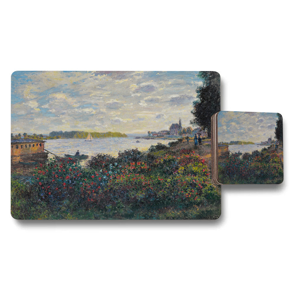 Impressionist Garden by the River Placemat and Coaster Set