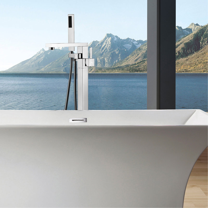 Freestanding Bathtub Faucet with Hand Shower, Brushed Nickel
