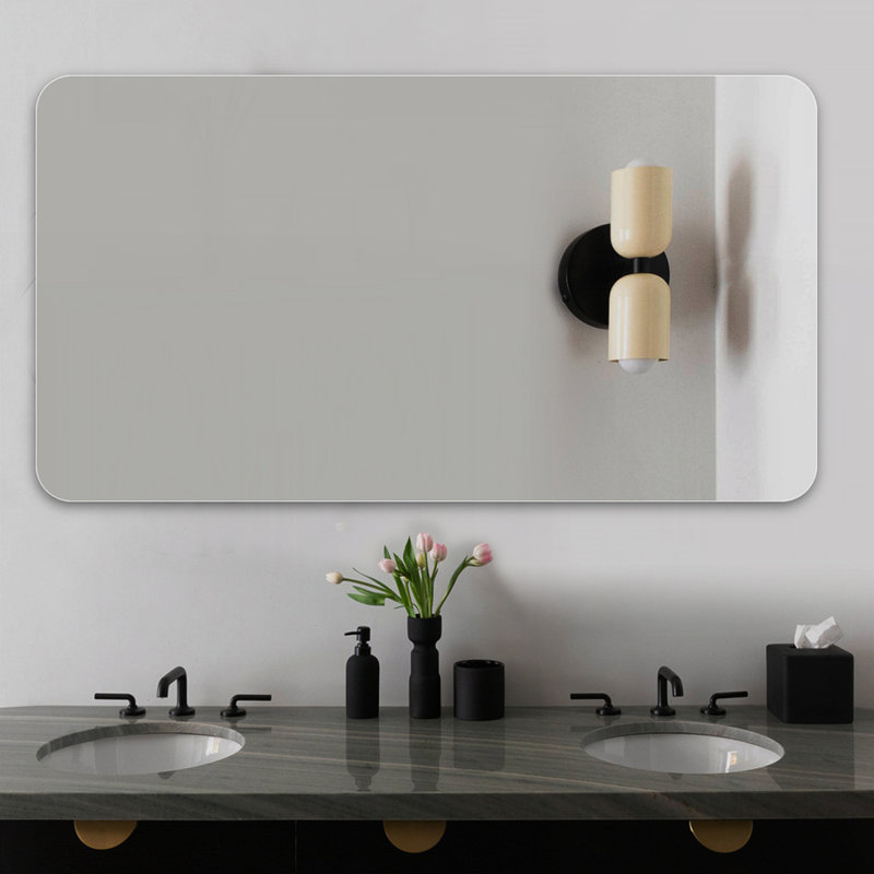 Miroir de salle de bain arrondi sans cadre - miroir argenté de 5 mm et antidéflagrant