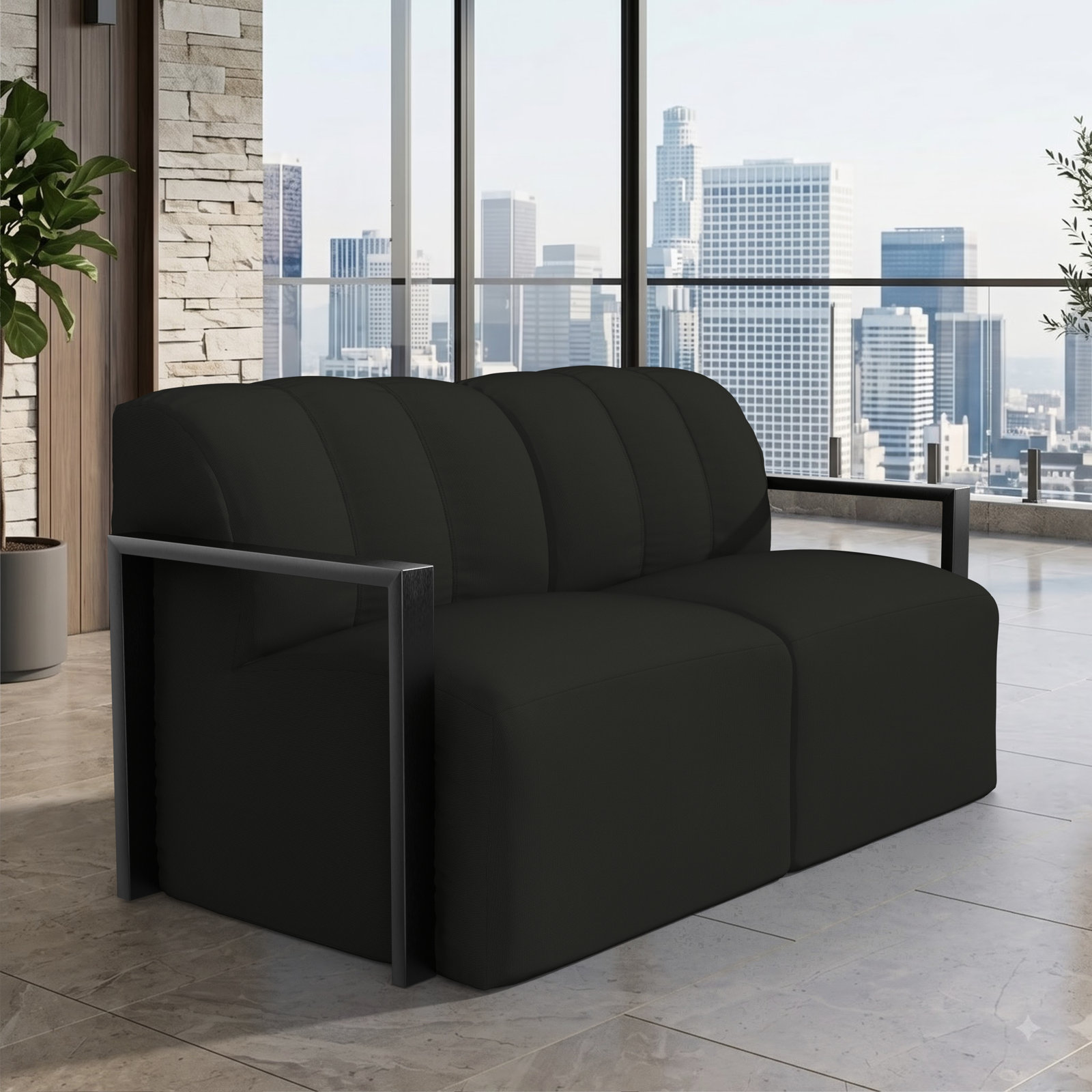 Rosalie 62" Sunbrella® Patio Loveseat, Sunbrella® Canvas Black