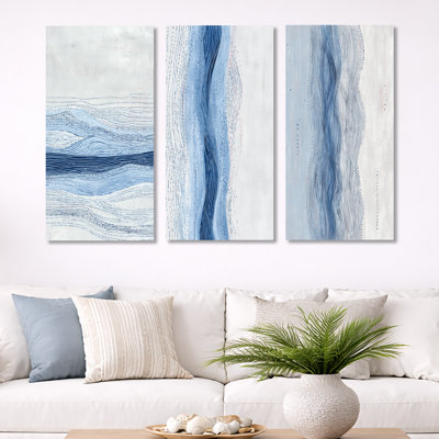 «Blue and Grey Coastal Waves» - ensemble de 3 impressions sur paysage marin