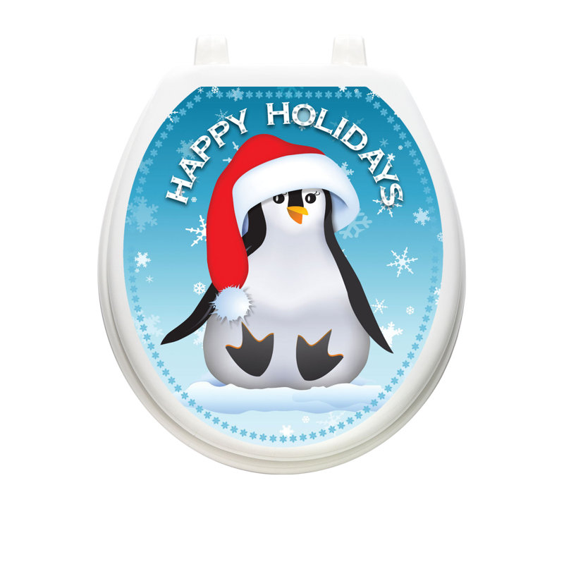 Décalcomanie de siège de toilette Holiday Penguin, Rond