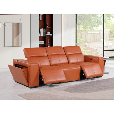 Top Grain Italian Leather Modular Power Dual Reclining Sofa With Power Headrests