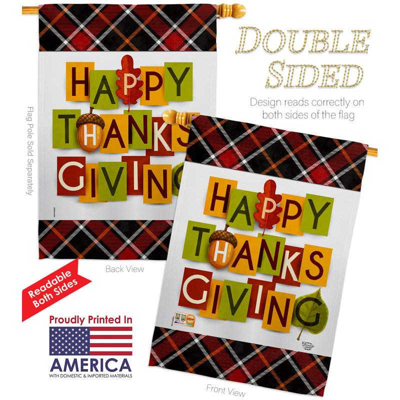 Double Sided 40'' H x 28'' W Polyester Thanksgiving House Flag
