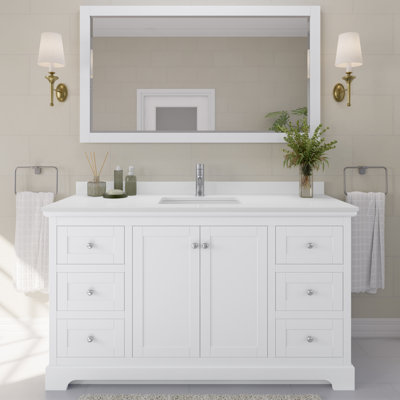Avery 60'' Single Bathroom Vanity with Marble Top