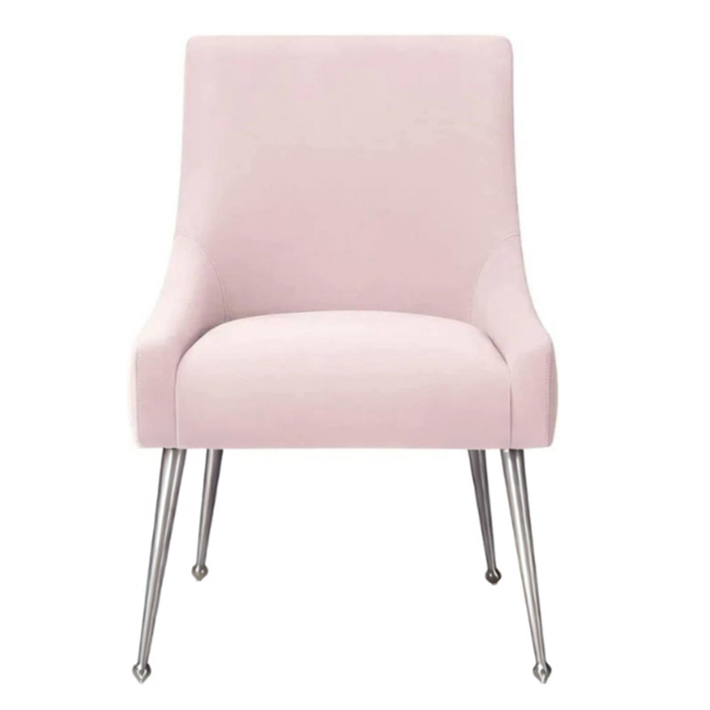 Firkins 18.5'' H Velvet Upholstered Side Chair, Silver, Pink