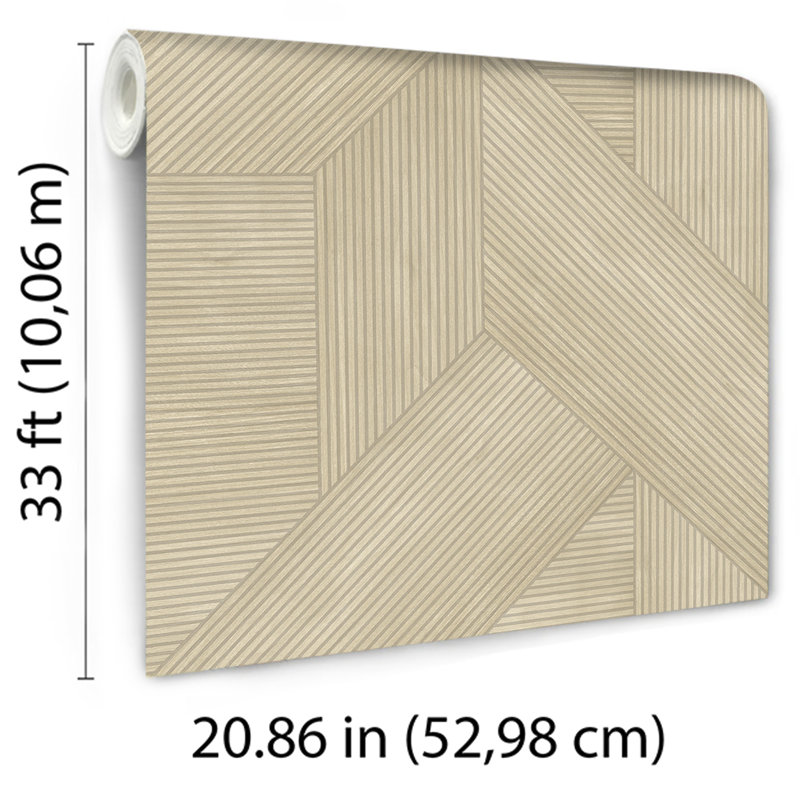 Papier peint beige à panneaux de bois sculptés, Beige