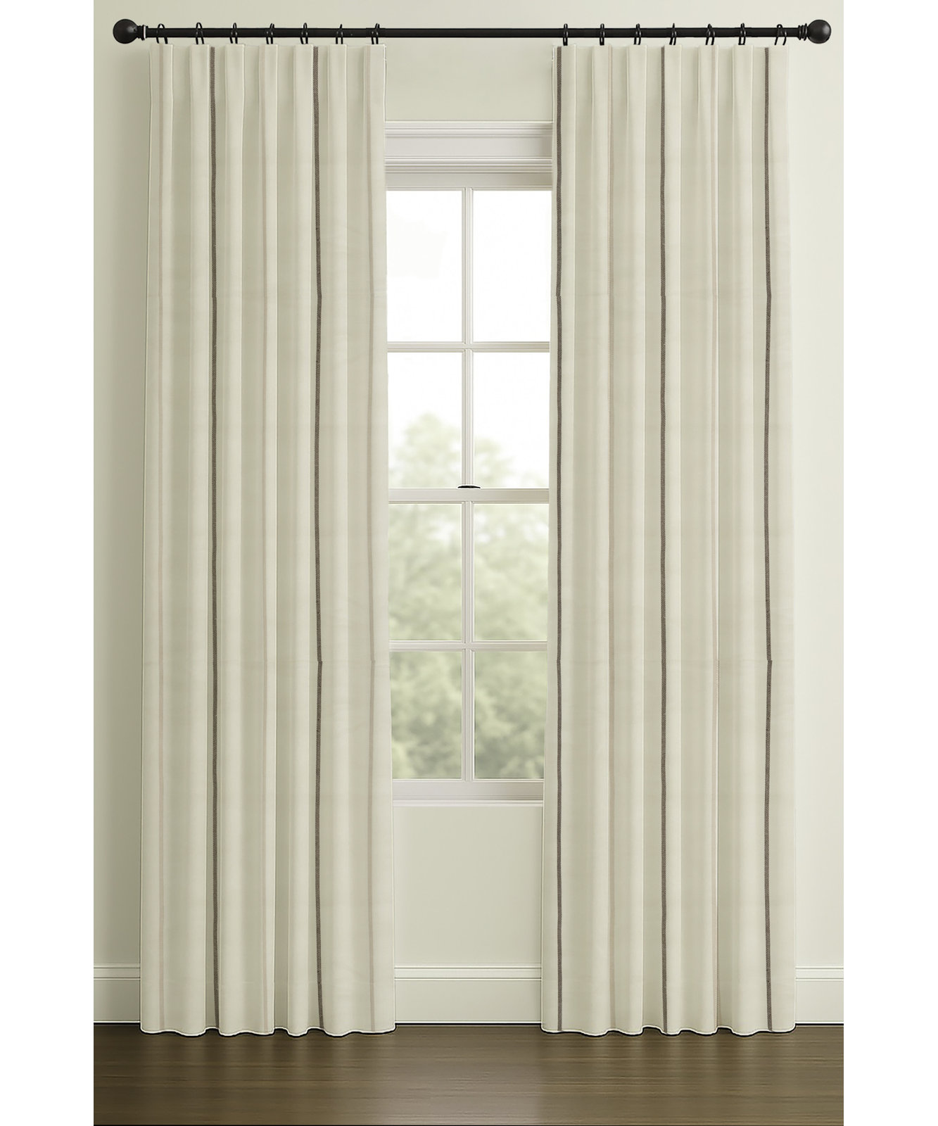 Vienne Linen Herringbone Curtain in White, Double, 50" W x 120" L, Rod Pocket