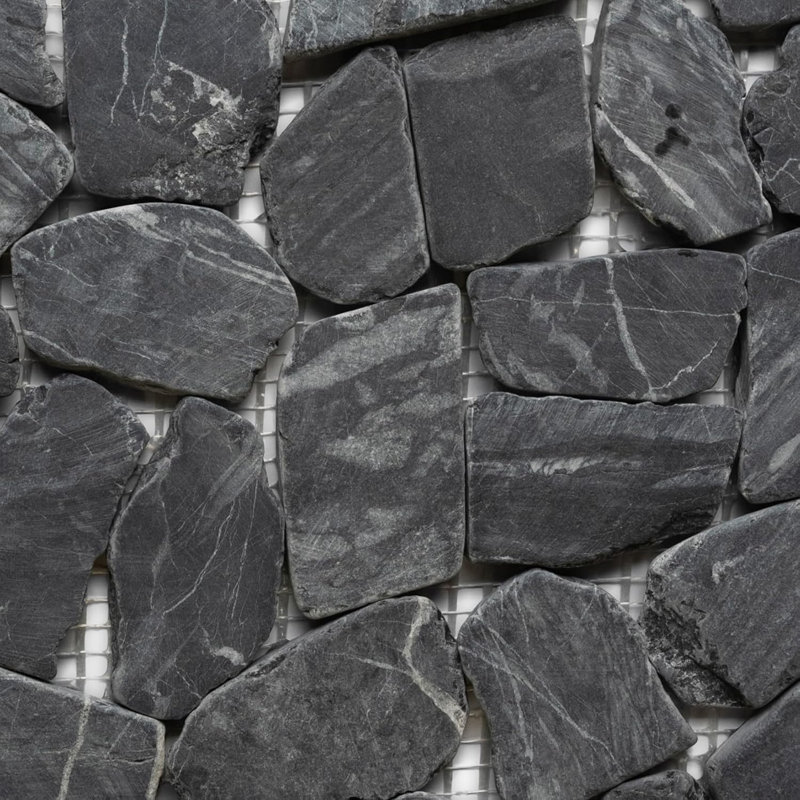 Carreau de mosaïque en pierre naturelle à caillou noir CNK Tile Tempest
