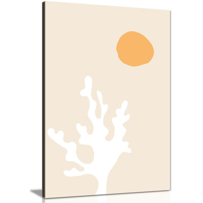 White Seaweed And Yellow Sun - Wrapped Canvas Painting