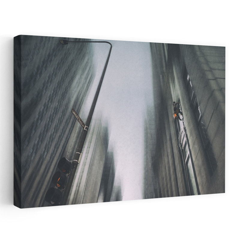 Window Cleaner Abstract Contemporary City Wall Art by Roswitha Schleicher-Schwarz - Wrapped Canvas Print