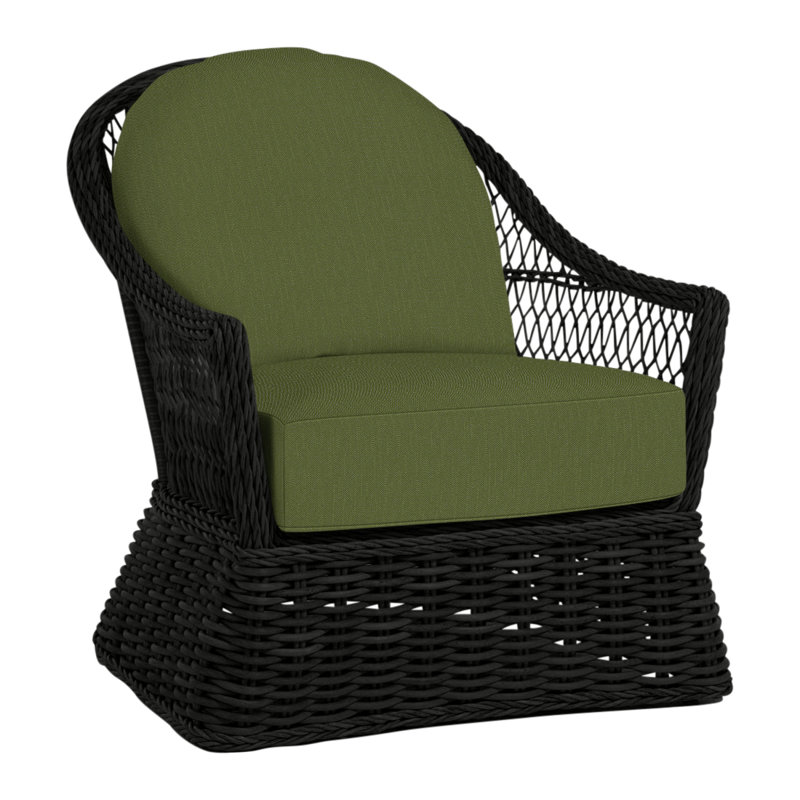 Soho Patio Chair with Cushions, Welt, Black, Linen Forest