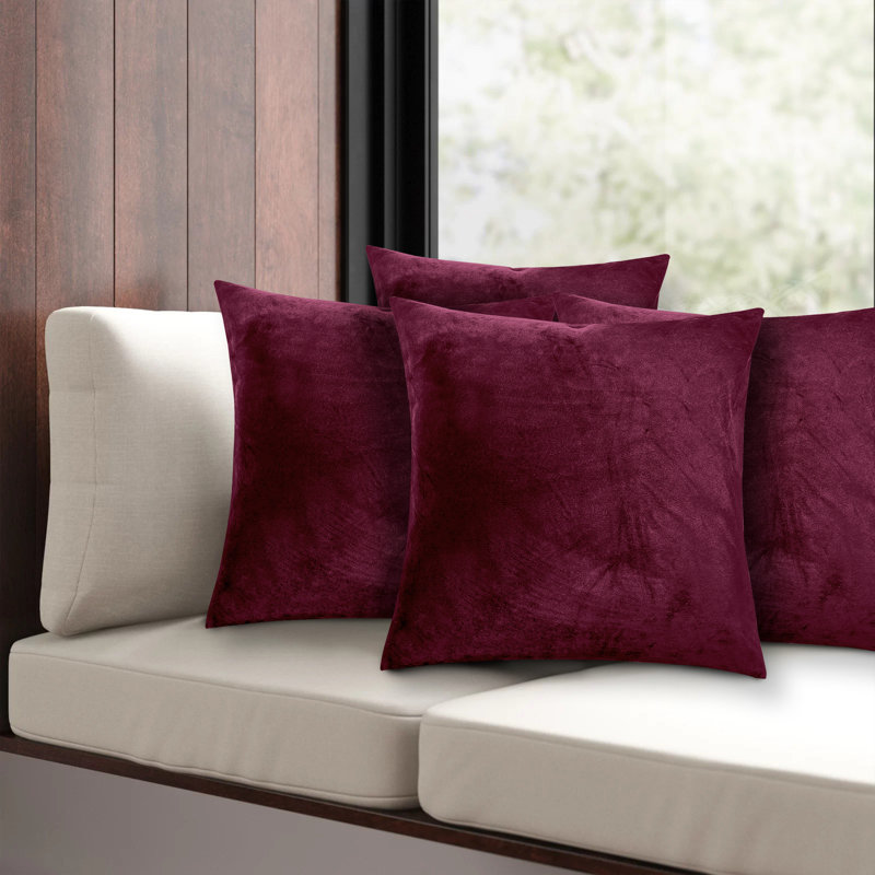 Apex Crushed Velvet Cushion Cover Set, Burgundy