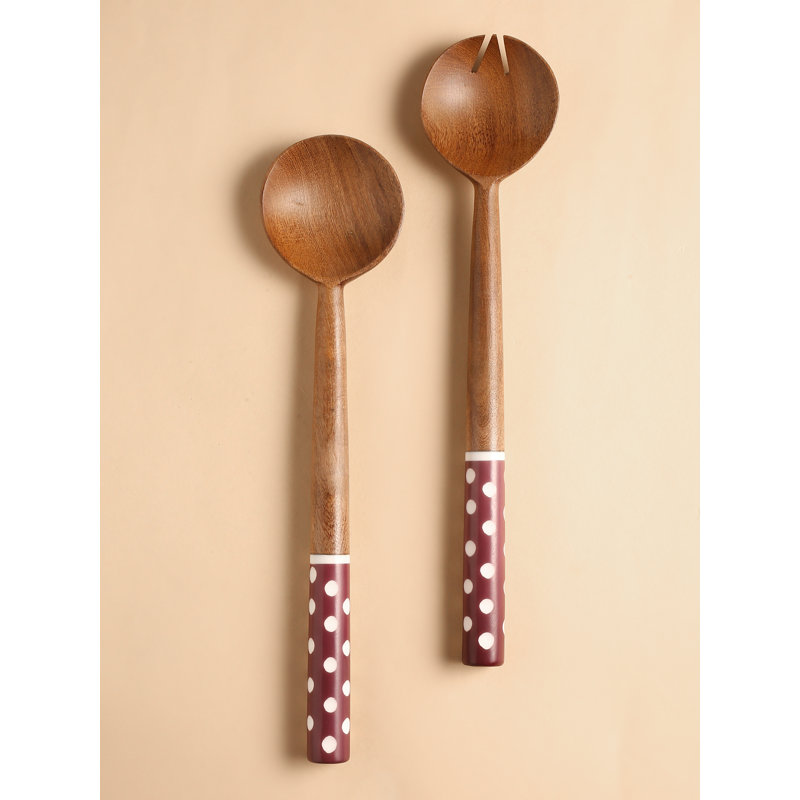 Ensemble à salade en résine et bois, Mauve